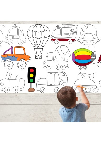 Dinolar Denizaltı Araçlar 3'lü Dev Boyama Kağıdı | Doğum Günü Partisi, Eğlenceli Oyuncak