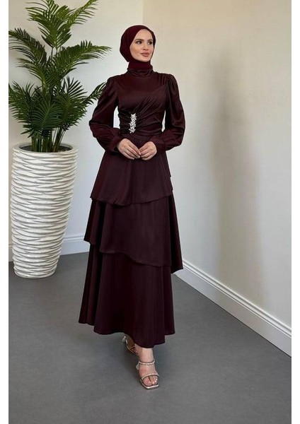 Kat Kat Saten Abiye modelleri