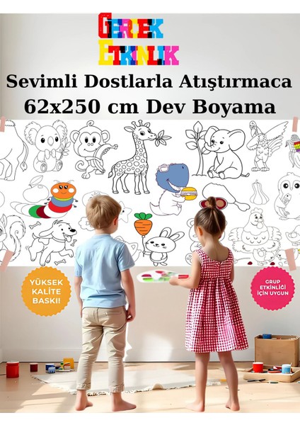 Sevimli Hayvanlar En Çok Ne Sever 2.5 M Dev Boyama Kağıdı | Doğum Günü Partisi, Eğlenceli Oyuncak