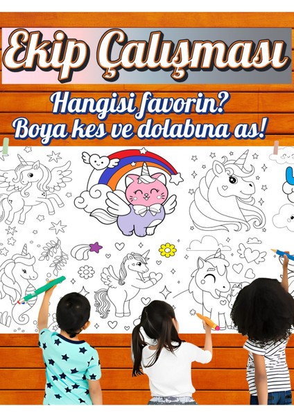 Sevimli Unicornlar Iıı 2.5 M Dev Boyama Kağıdı | Doğum Günü Partisi, Eğlenceli Oyuncak fiyatları