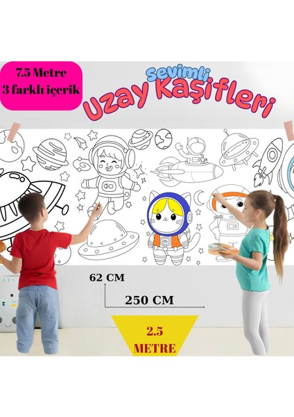 Uzay Denizaltı Dinolar 3'lü Set Dev Boyama Kağıdı | Özel Gün Hediye | Eğitici Oyuncak