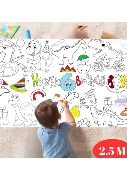6 Yaş Doğum Günü Partisi Dinozor Temalı Dev Boyama Kağıdı | Eğitici Oyuncak, Kitap, Hediye modelleri