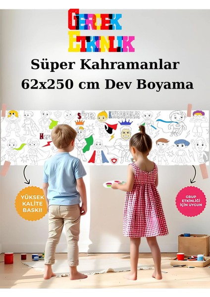 Süper Kahramanlar 2.5m Dev Boyama Kağıdı | Doğum Günü Özel Aktivite