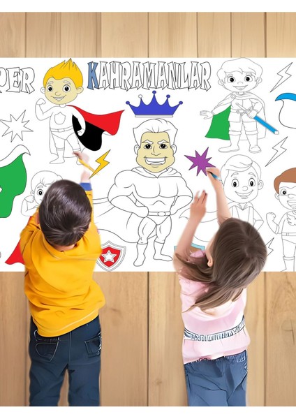 Süper Kahramanlar 2.5m Dev Boyama Kağıdı | Doğum Günü Özel Aktivite