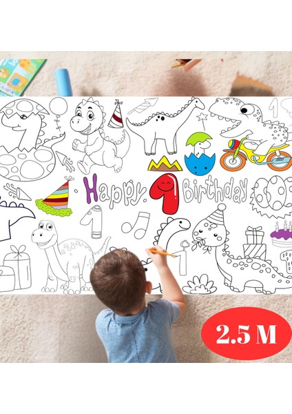 1 Yaş Doğum Günü Partisi Dinozor Temalı Dev Boyama Kağıdı | Eğitici Oyuncak, Kitap, Hediye modelleri