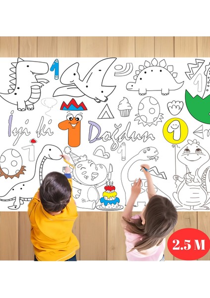 1 Yaş Doğum Günü Partisi Dinozor Temalı Dev Boyama Kağıdı | Eğitici Oyuncak, Kitap, Hediye indirimleri