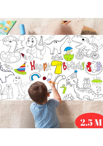 7 Yaş Doğum Günü Partisi Dinozor Temalı Dev Boyama Kağıdı | Eğitici Oyuncak, Kitap modelleri