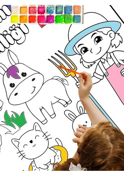 Kişiselleştirilmiş Çiftlik Kızlar Için 2.5m Dev Boyama | Doğum Günü Özel Aktivite Boyama Hediyesi fiyatları