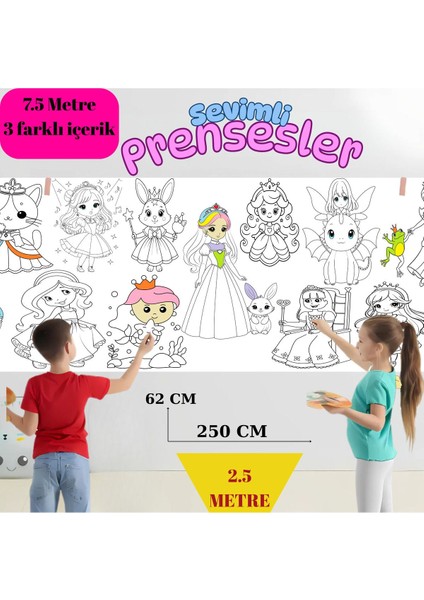 Sevimli Periler - Prensesler - Unicornlar 7,5 Metre Dev Boyama Kağıdı | Eğlenceli Oyuncak fiyatları