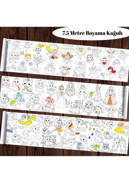 Sevimli Periler - Prensesler - Unicornlar 7,5 Metre Dev Boyama Kağıdı | Eğlenceli Oyuncak fırsatları