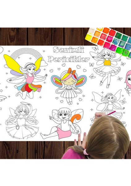 Sevimli Periler - Prensesler - Unicornlar 7,5 Metre Dev Boyama Kağıdı | Eğlenceli Oyuncak indirimleri