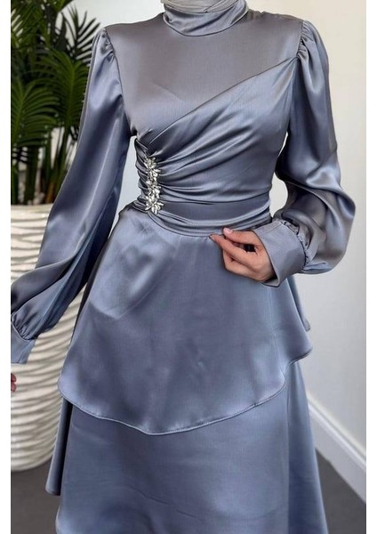 Kat Kat Saten Abiye modelleri