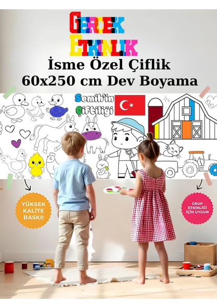 Kişiselleştirilmiş Çiftlik Erkek Çocuk 2.5m Dev Boyama | Doğum Günü Özel Aktivite