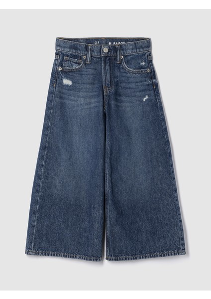 Kız Çocuk Koyu Mavi Mid Rise Baggy Jean Pantolon fırsatları