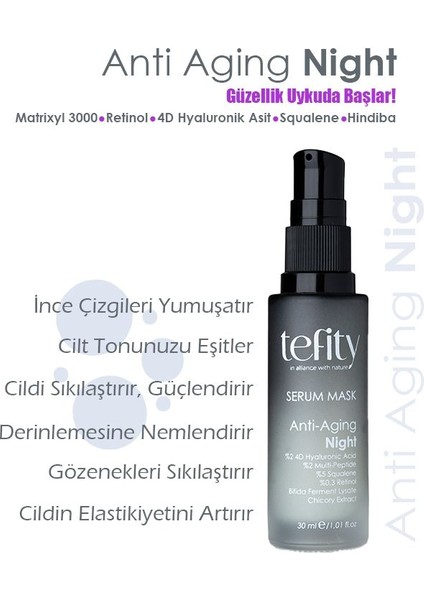 Anti-Aging Night Gece Serum Maske - Retinol, Peptit, Bifida