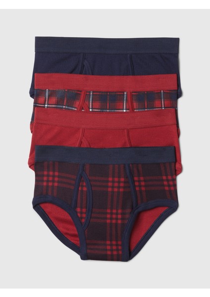 Erkek Çocuk Yeşil Organik Pamuk Desenli 4'lü Külot Seti