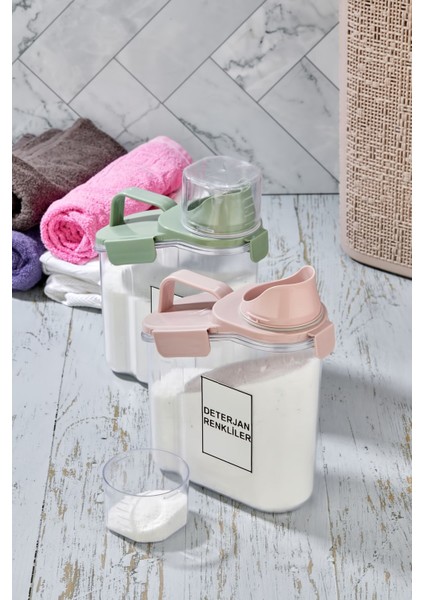Pembe 2'li Kapaklı Çok Amaçlı Sıvı Deterjan Saklama Kabı 2 Lt fırsatları
