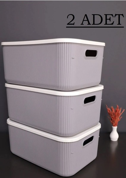 2'li Gri 13 Lt Hobi ve Oyuncak Saklama Kutusu, Kapaklı ve Düzenleyici fiyatları