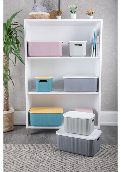 2'li Gri 13 Lt Hobi ve Oyuncak Saklama Kutusu, Kapaklı ve Düzenleyici modelleri