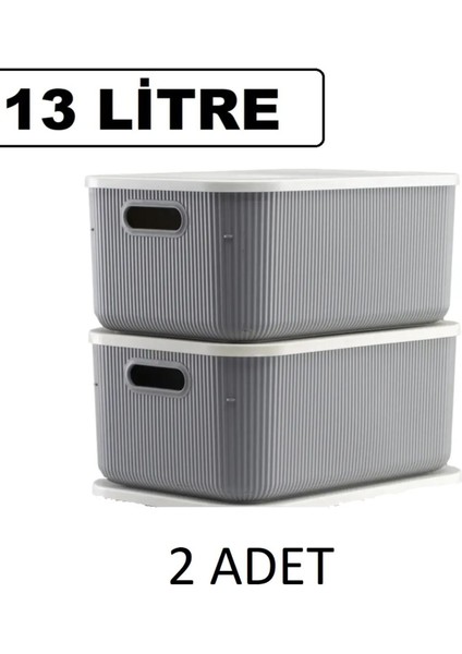 2'li Gri 13 Lt Hobi ve Oyuncak Saklama Kutusu, Kapaklı ve Düzenleyici fırsatları