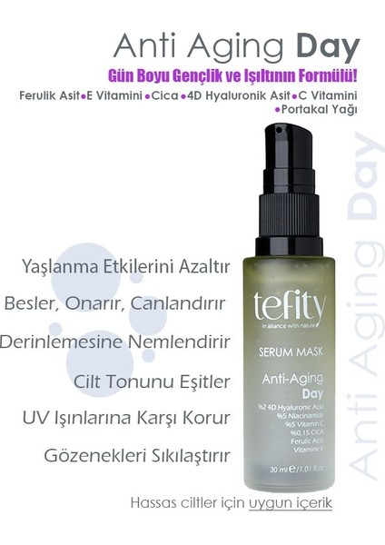 Anti-Aging Day Yaşlanma Etkilerini Azaltan Gündüz Kullanımı Için Geliştirilmiş Serum Maske