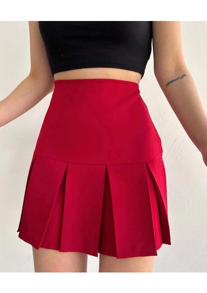 Altı Geniş Pileli Etek Bordo S24729 modelleri