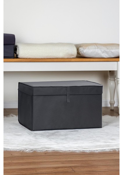 Genis ve Şeffaf Çok Amaçlı Çamaşır Saklama Kutusu 50X40X30 cm Antrasit
