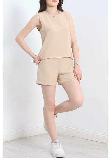 Şortlu Ayrobin Takım Bej modelleri