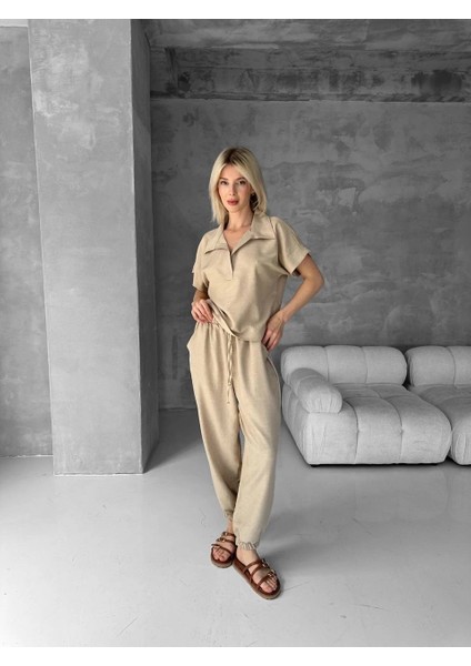Bluz Şalvar Takım Bej S255841