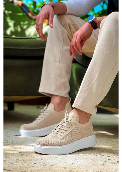 KB-116 Kuback Bej Bağcıklı Triko Günlük Erkek Ayakkabı