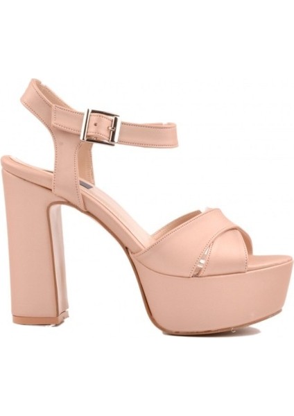 Bilekten Bantlı Platformlu Kadın Topuklu Ayakkabı