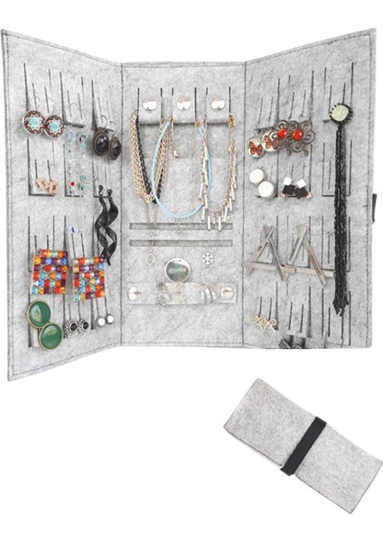 Gri Katlanabilir Seyahat Takı ve Mücevher Çantası, Pratik ve Şık Rulo Tasarım fiyatları