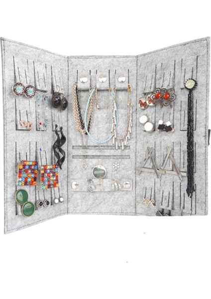 Gri Katlanabilir Seyahat Takı ve Mücevher Çantası, Pratik ve Şık Rulo Tasarım modelleri