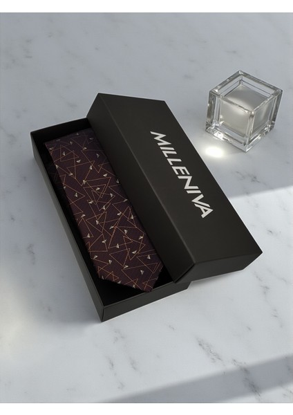 Geometrik Desen Bronz Kravat & Mendil fırsatları