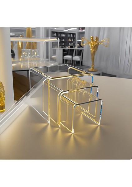 Şeffaf Pleksi Yükseltici Standı 12X12 Cm, 2’li Set, Şık ve Dayanıklı Sergileme Çözümü