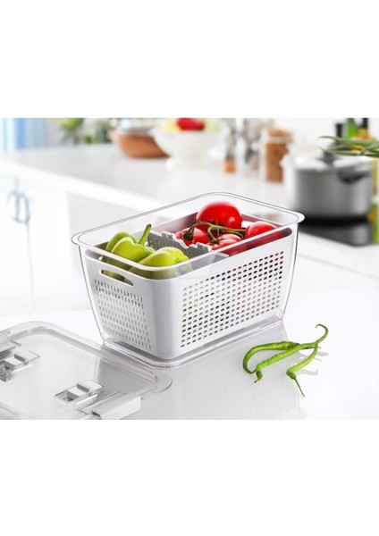 Kırmızı Çok Amaçlı Bölmeli Organizer, Süzgeçli, 5 Lt, Pratik ve Şık Tasarım