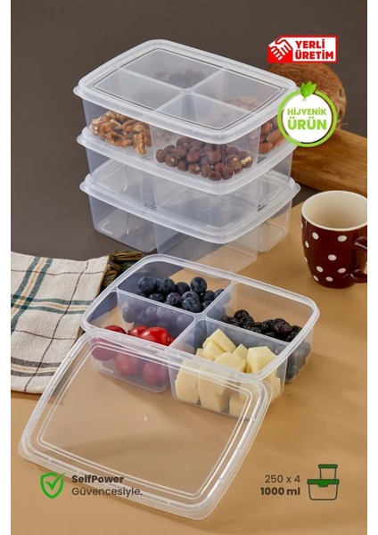 3'lü 4 Bölmeli 1000ML Saklama Kutusu, Buzdolabı ve Mutfak Düzenleyici fiyatları