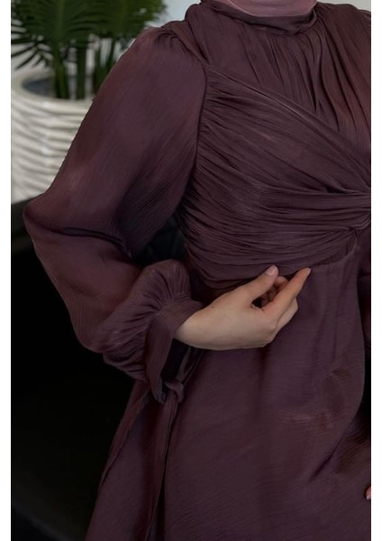 Kol Bağlamalı Organze Abiye modelleri