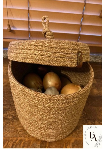 El Dokuma Çok Amaçlı Sepet, Banyo ve Mutfak Organizeri, 25X15, Kahverengi