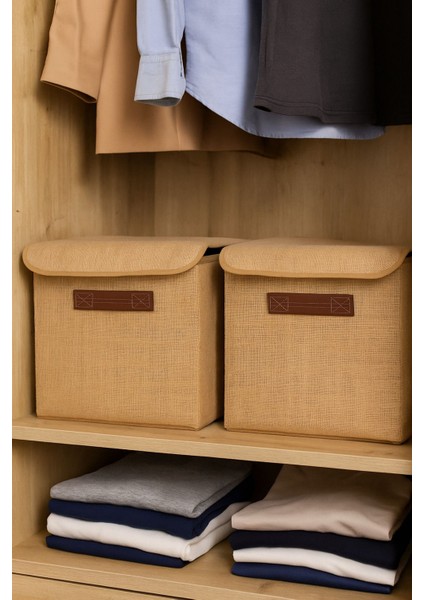 Katlanabilir Jüt Kapağıyla Dolap Içi Çok Amaçlı Saklama Kutusu 30X30X30