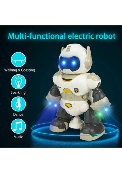 3D Disko Işıklı ve Müzikli Dans Eden Elektronik Robot Oyuncak Piller Hediye 19 Cm. fırsatları