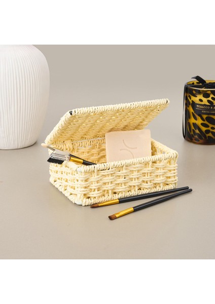 Şık Bej Saklama Kutusu, 5X11X15 Cm, Ev ve Ofis Dekorasyonuna Uygun