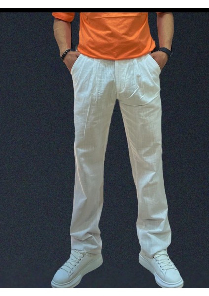 Baggy Keten.pantolon Pileli Bel Lastikli ve Kemerli Yeni Trend