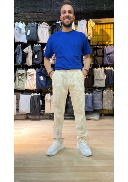 Baggy Keten.pantolon Pileli Bel Lastikli ve Kemerli Yeni Trend fiyatları