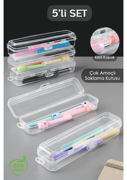 Beyaz 5'li Kalem Saklama Kutusu, Seyahat ve Günlük Kullanım Organizer Seti