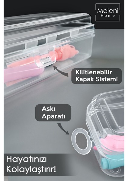 Beyaz 5'li Kalem Saklama Kutusu, Seyahat ve Günlük Kullanım Organizer Seti modelleri