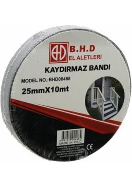 Çok Renkli Kaydırmaz Siyah Bant 25 mm x 10 Mt, Dayanıklı ve Kullanışlı Ürün