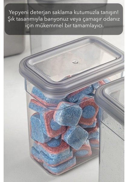 6'lı Saklama Kabı Seti, Hava Geçirmez Kapaklı, Gri, 6 x 1100 ml modelleri