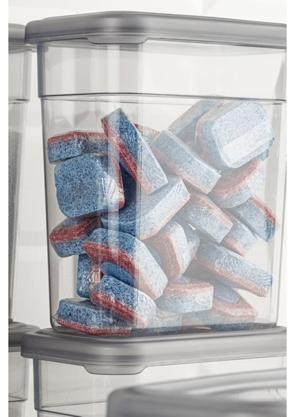 6'lı Saklama Kabı Seti, Hava Geçirmez Kapaklı, Gri, 6 x 1100 ml indirimleri