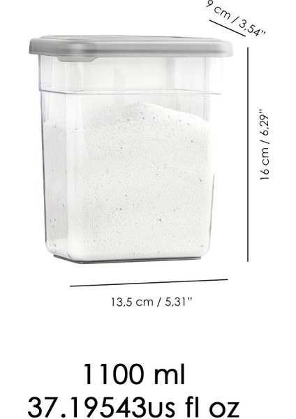 6'lı Saklama Kabı Seti, Hava Geçirmez Kapaklı, Gri, 6 x 1100 ml